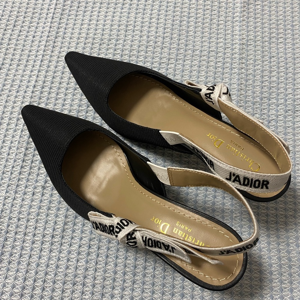 Dior Black and White J'Adior Slingback Heels - Picture 6 of 6